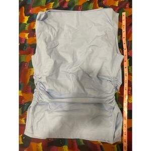 COS Blue Ruched Short Sleeve Side Slit Shirt XS NWOT